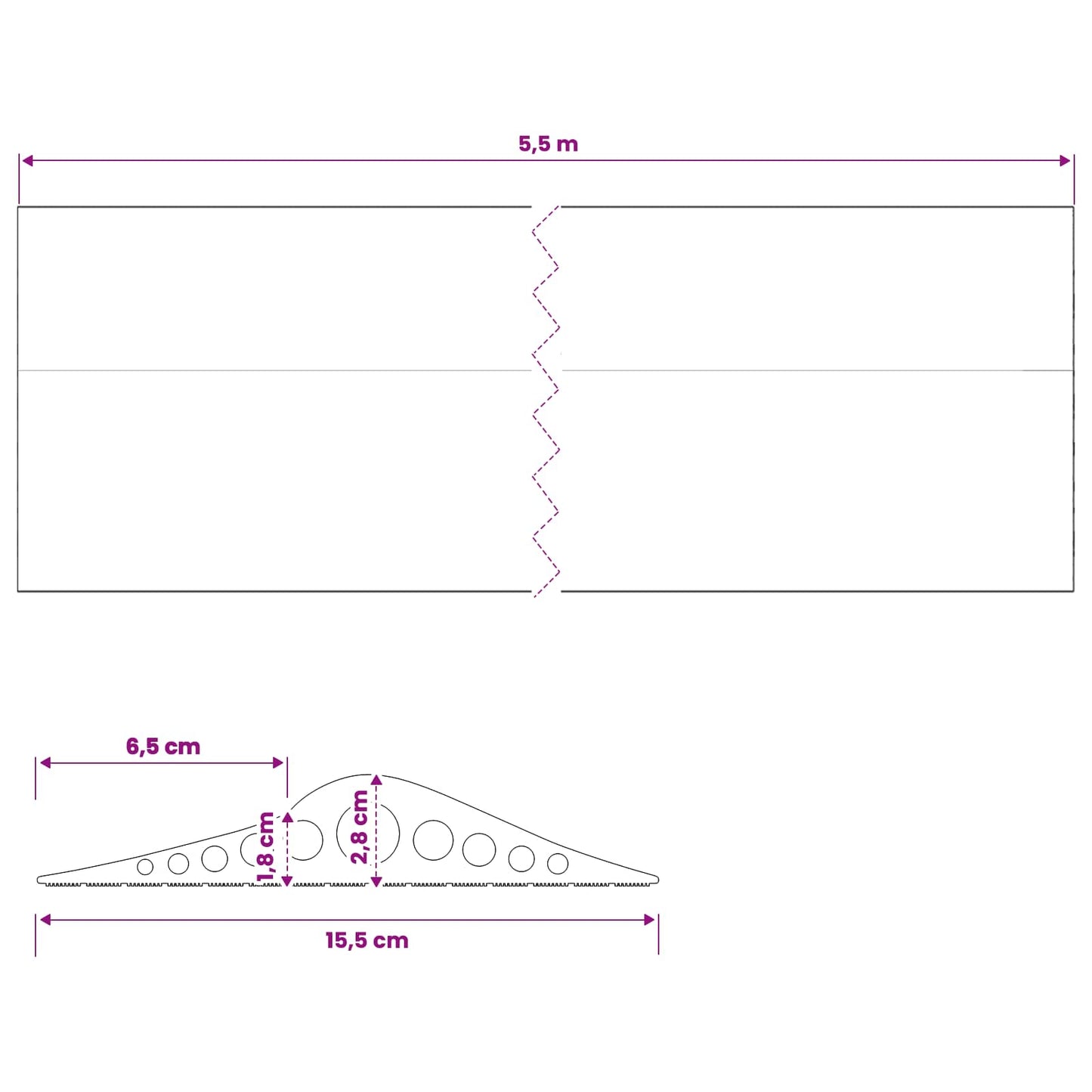 Garasje gulvforsegling Svart 155 x 28 mm 5,5 m EPDM-gummi