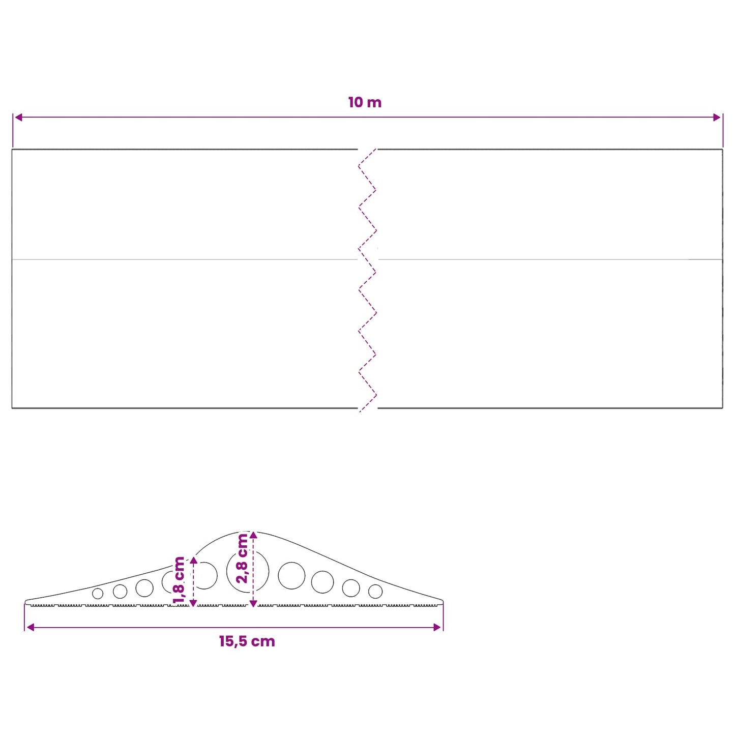 Garasje gulvforsegling Svart 155 x 28 mm 10 m EPDM-gummi
