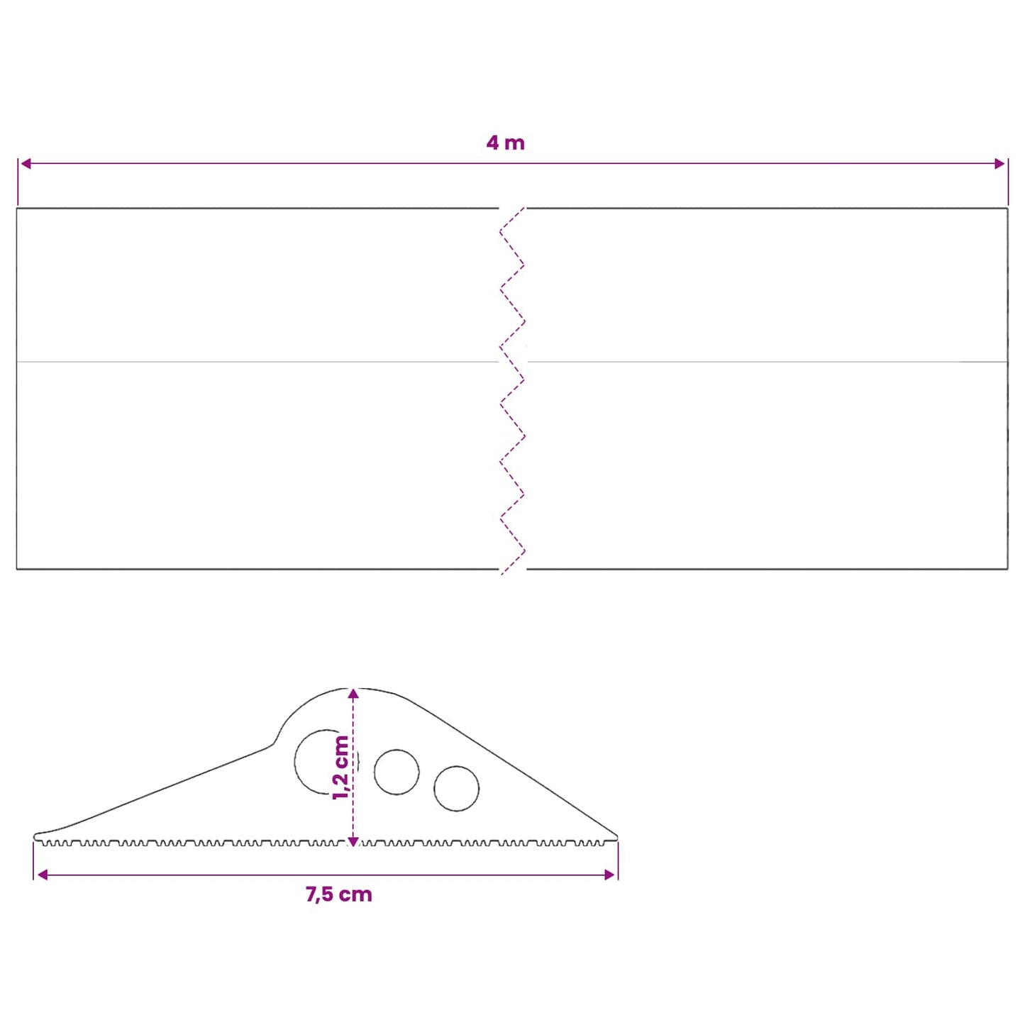 Garasje gulvforsegling Svart 75 x 12 mm 4 m EPDM-gummi