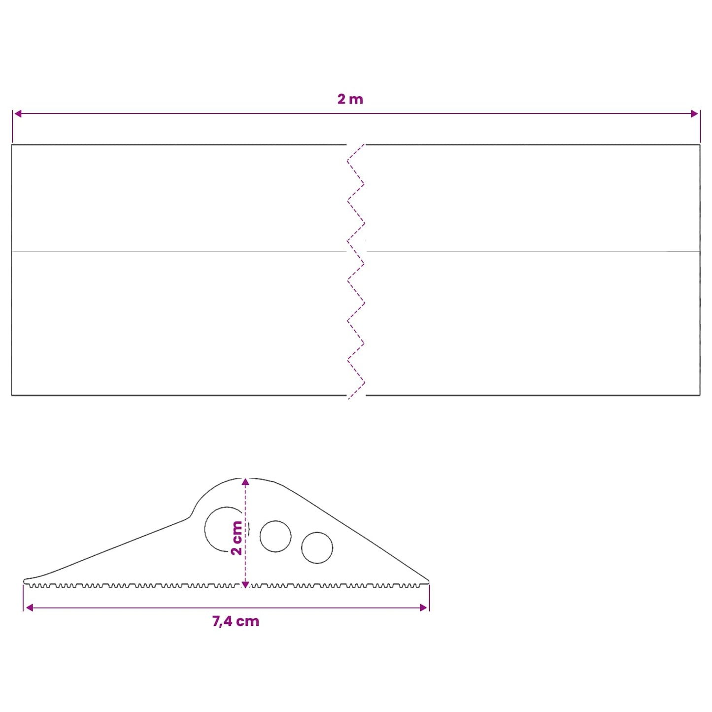 Garasje gulvforsegling Svart 74 x 20 mm 2 m EPDM-gummi