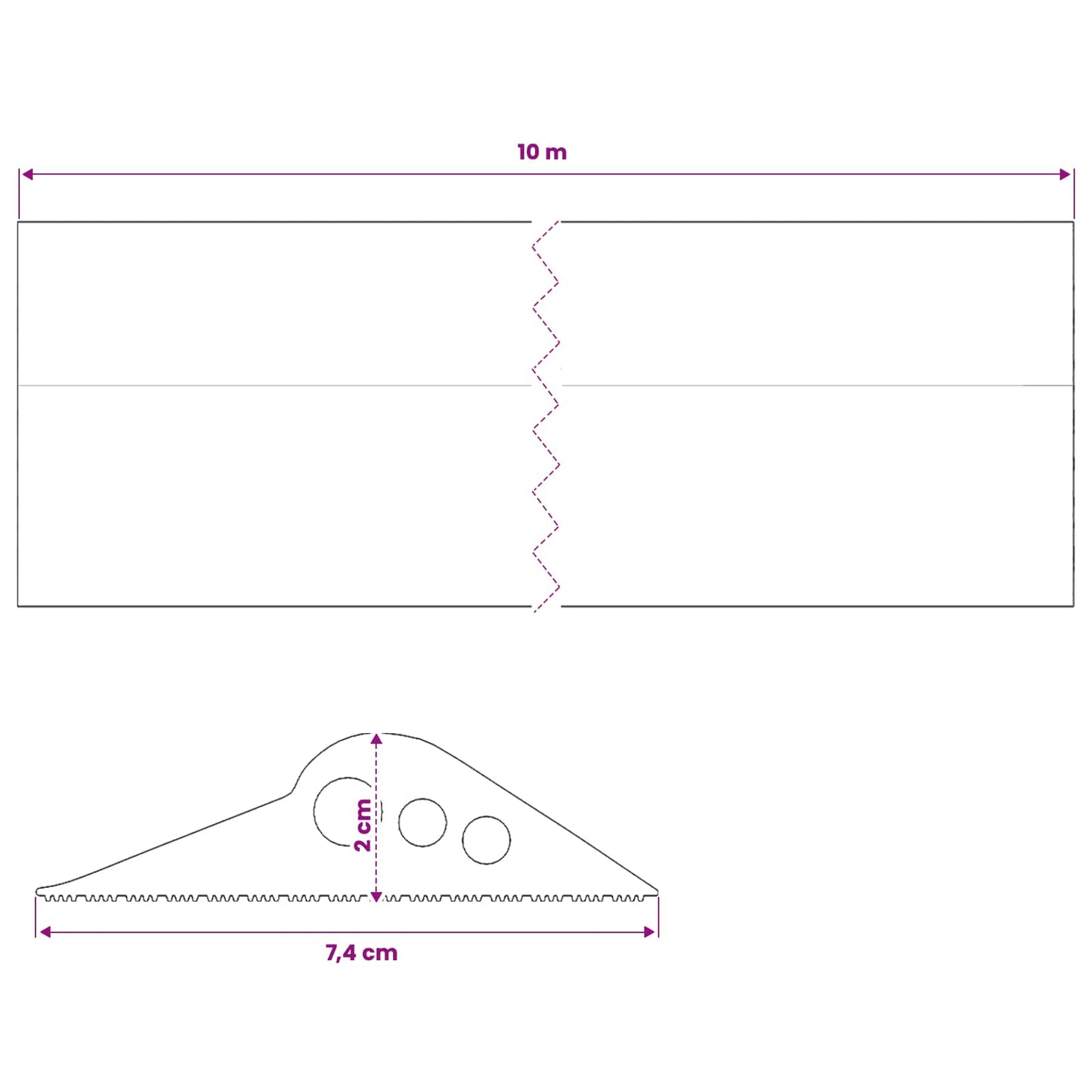 Garasje gulvforsegling Svart 74 x 20 mm 10 m EPDM-gummi
