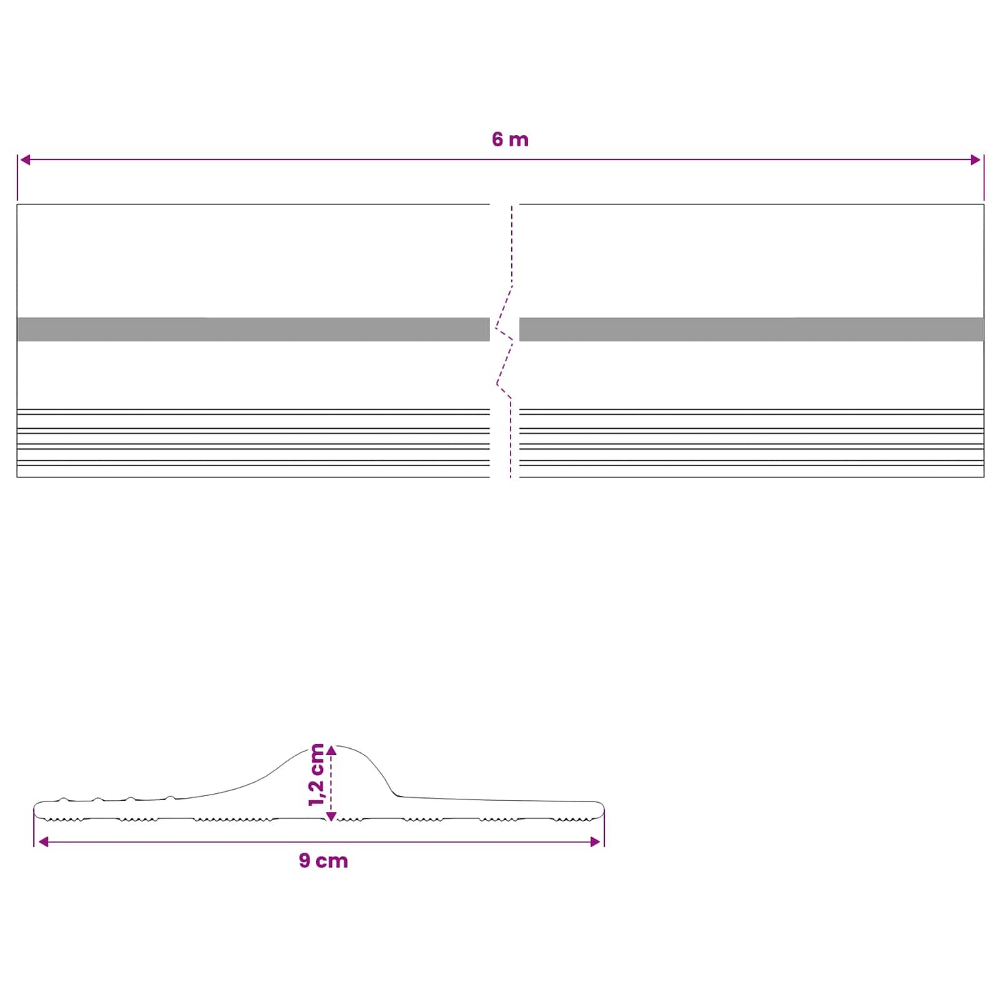 Garasje gulvforsegling Svart og Gul 12 x 90 mm 6 m PVC