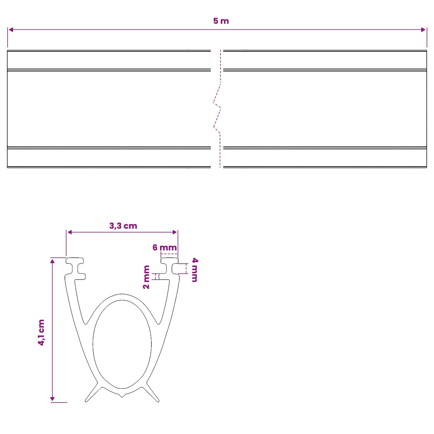 Garasje Dør Tetning Svart 41 x 33 mm 5 m PVC