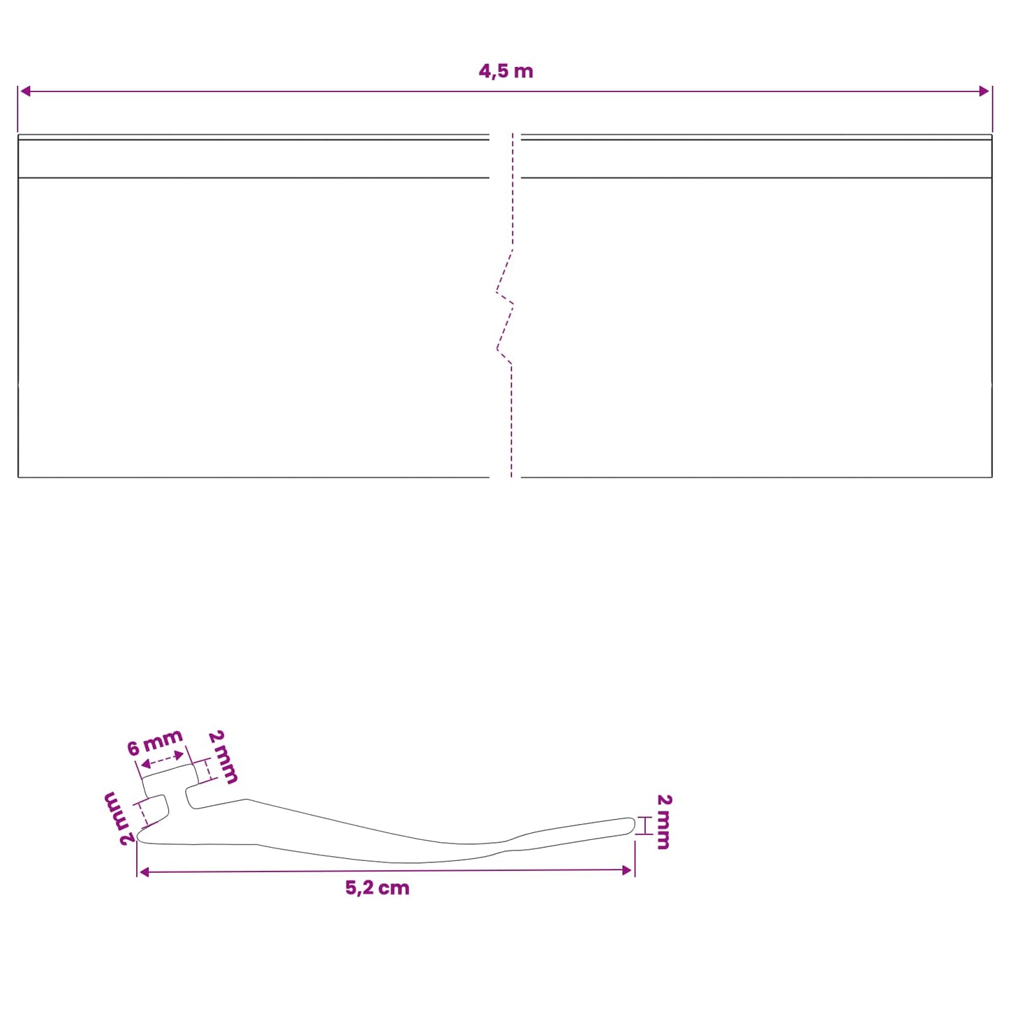 Garasje Dør Tetning Svart 52 x 2 mm 4,5 m PVC
