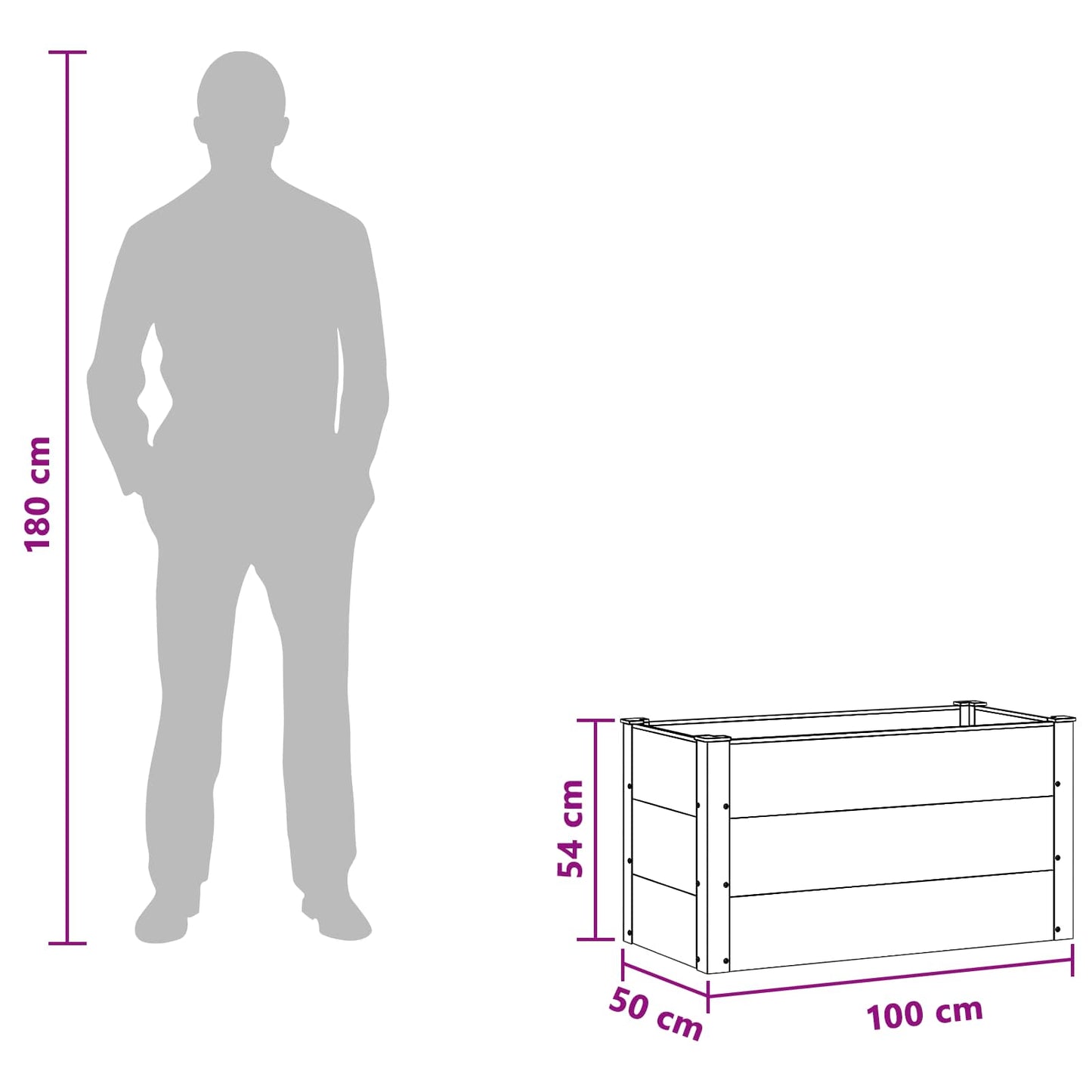 Høybed Svart 100 x 50 x 54 cm WPC og Aluminium