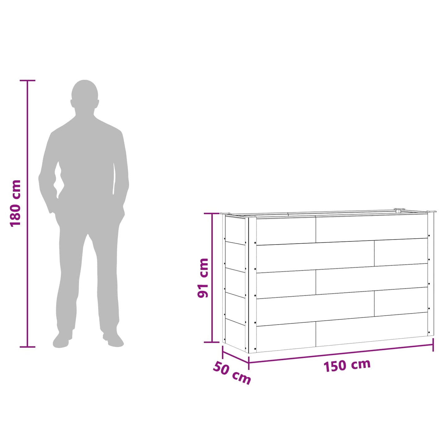 Høybed Svart 150 x 50 x 91 cm