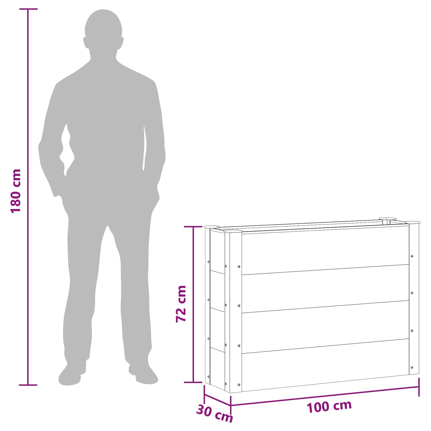 Høybed Svart 100 x 30 x 72 cm
