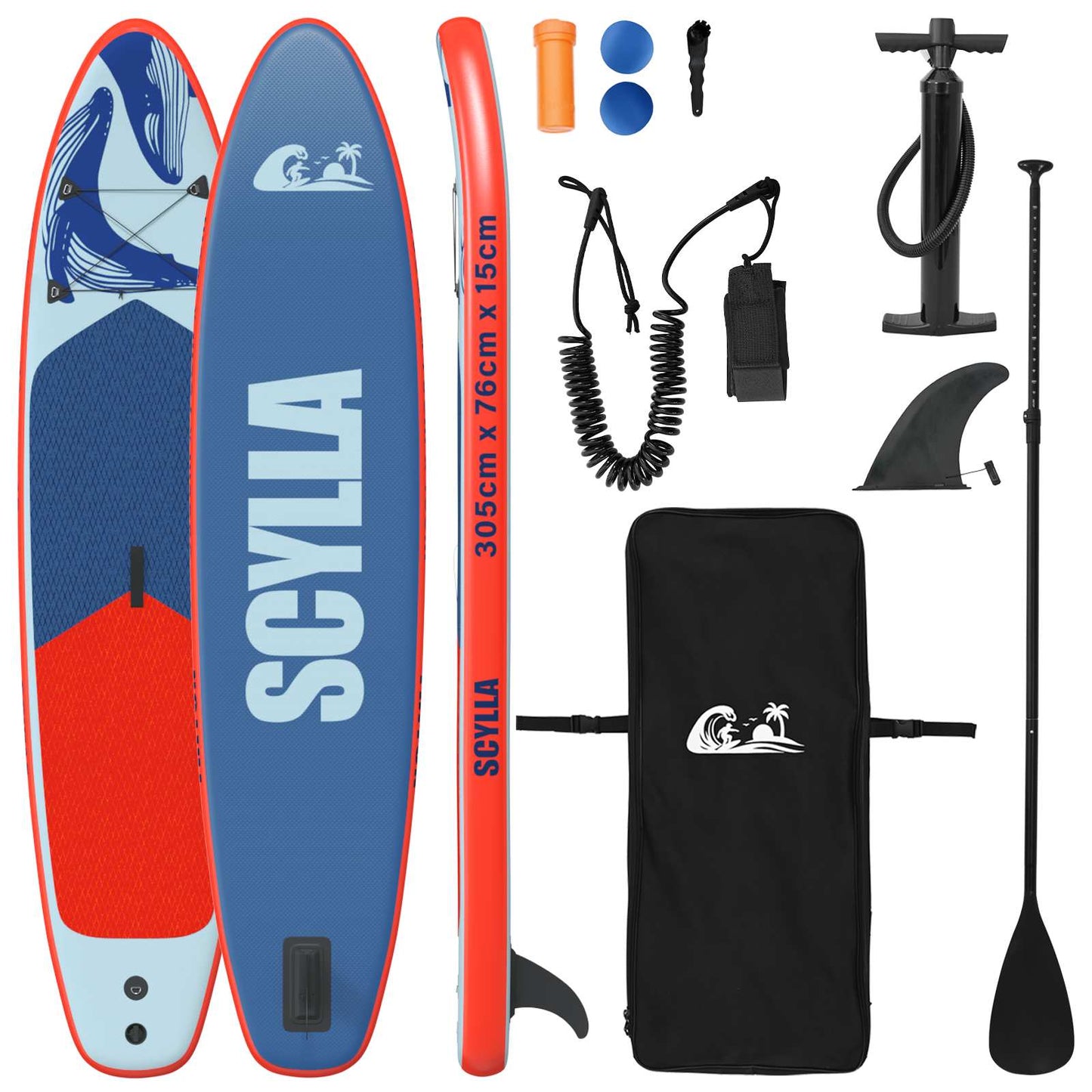 Oppblåsbar Stand Up Paddle Board SCYLLA 305 x 76 x 15 cm Blå