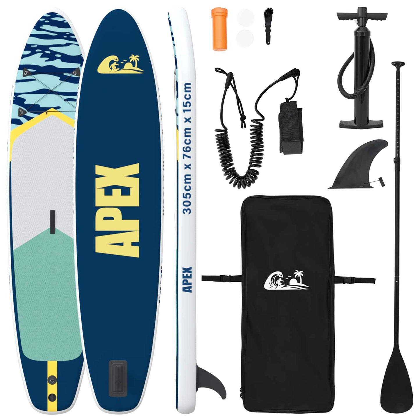 Oppblåsbar Stand Up Paddle Board APEX 305 x 76 x 15 cm Blå for