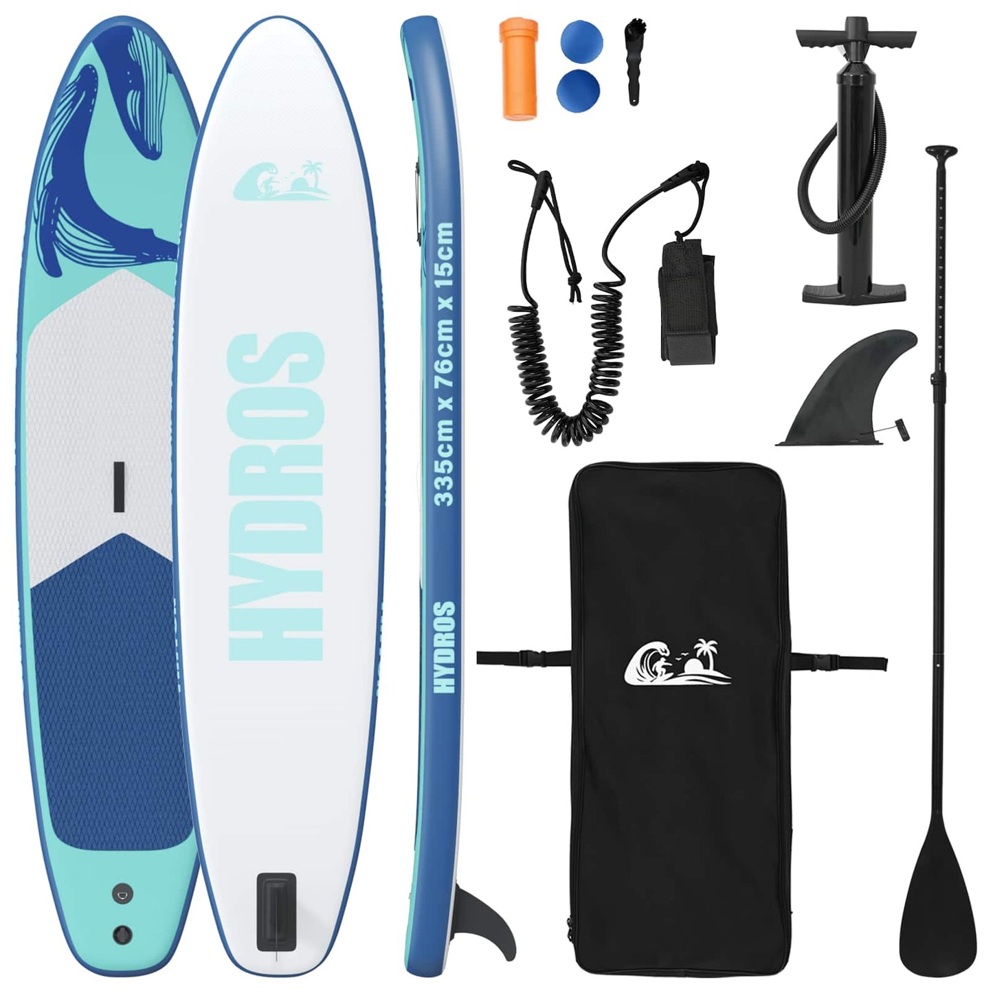Oppblåsbar Stand Up Paddle Board HYDROS 335 x 76 x 15 cm Turkis