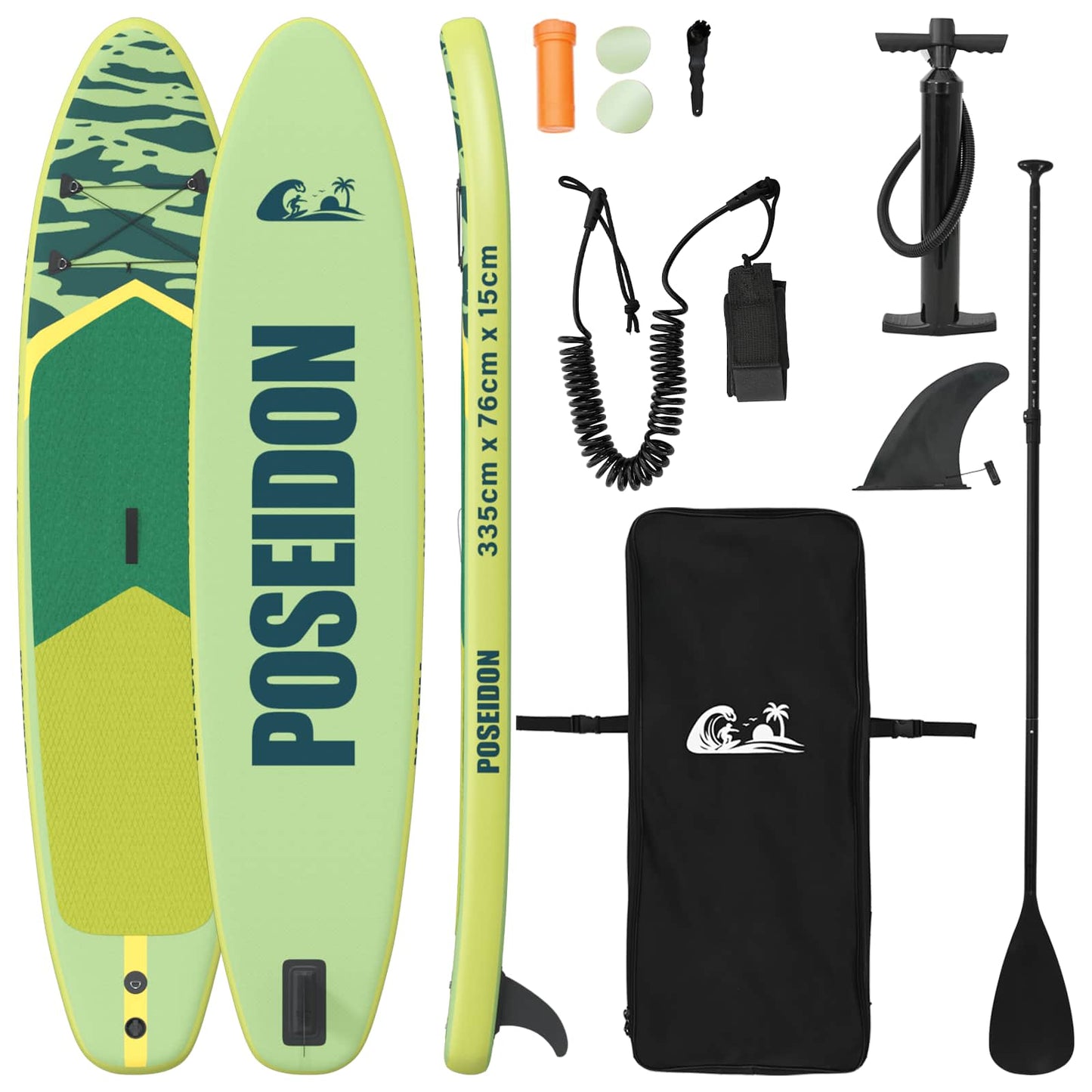 Oppblåsbar Stand Up Paddle Board POSEIDON Grønn PVC