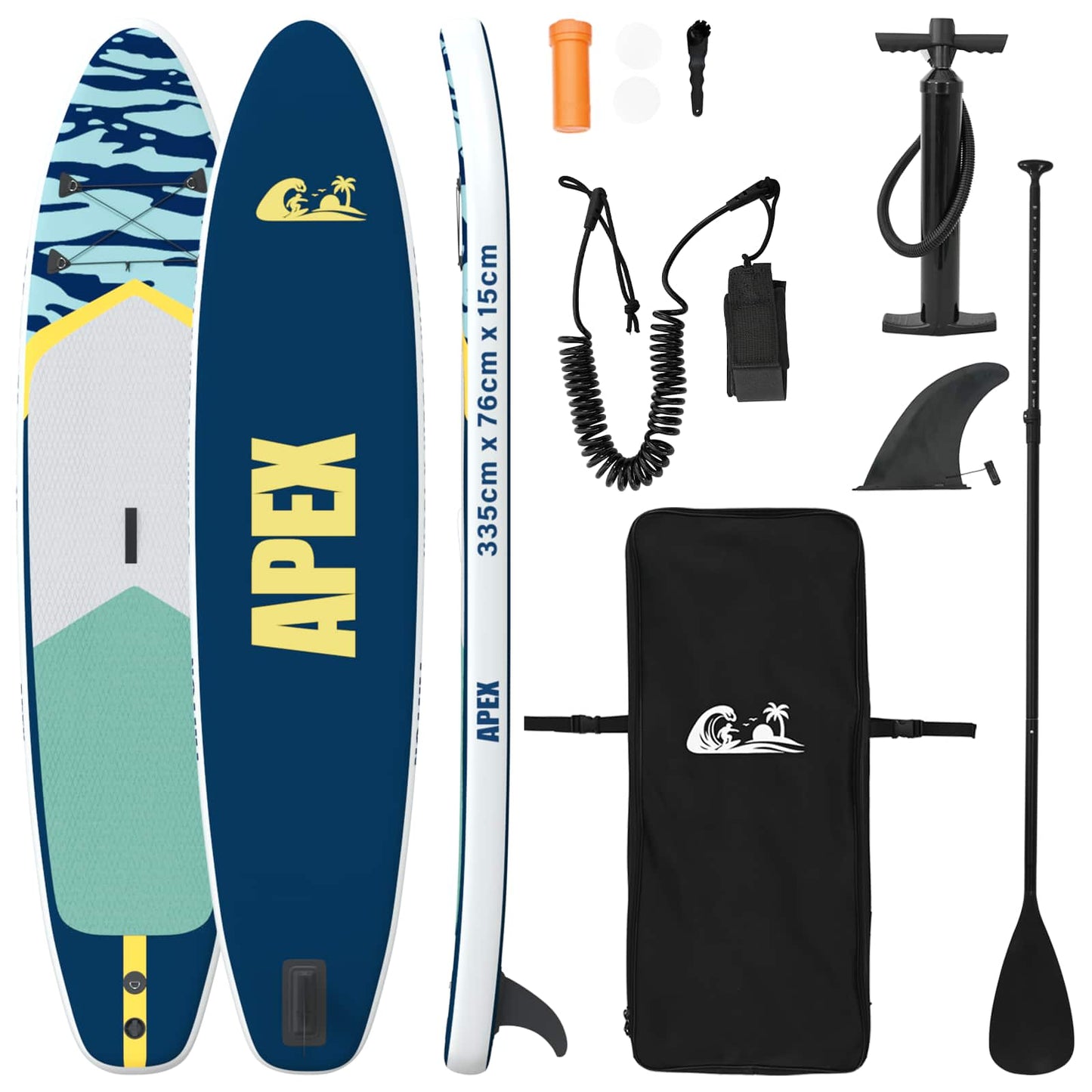 Oppblåsbar Stand Up Paddle Board APEX 335 x 76 x 15 cm Blå for