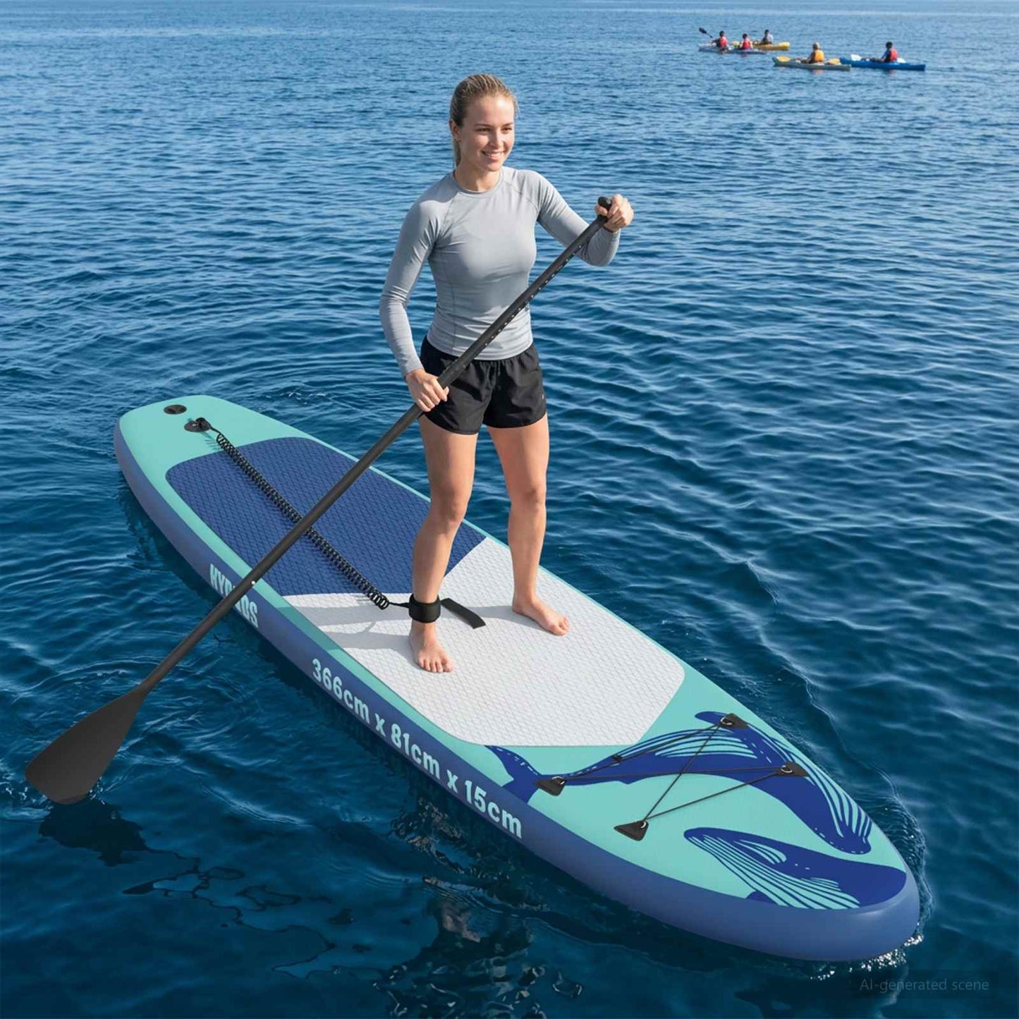 Oppblåsbar Stand Up Paddle Board HYDROS 366 x 81 x 15 cm Turkis