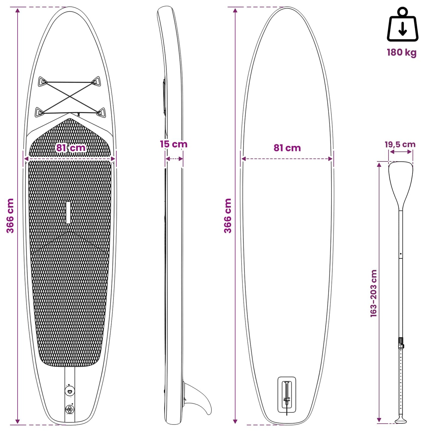 Oppblåsbar Stand Up Paddle Bord TRITON 366 x 81 x 15 cm Blå for