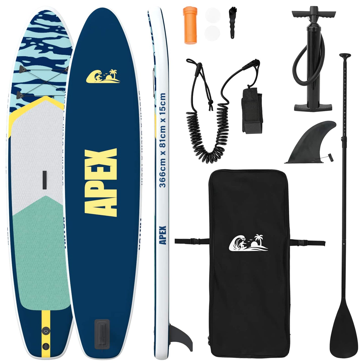 Oppblåsbar Stand Up Paddle Board APEX 366 x 81 x 15 cm Blå for
