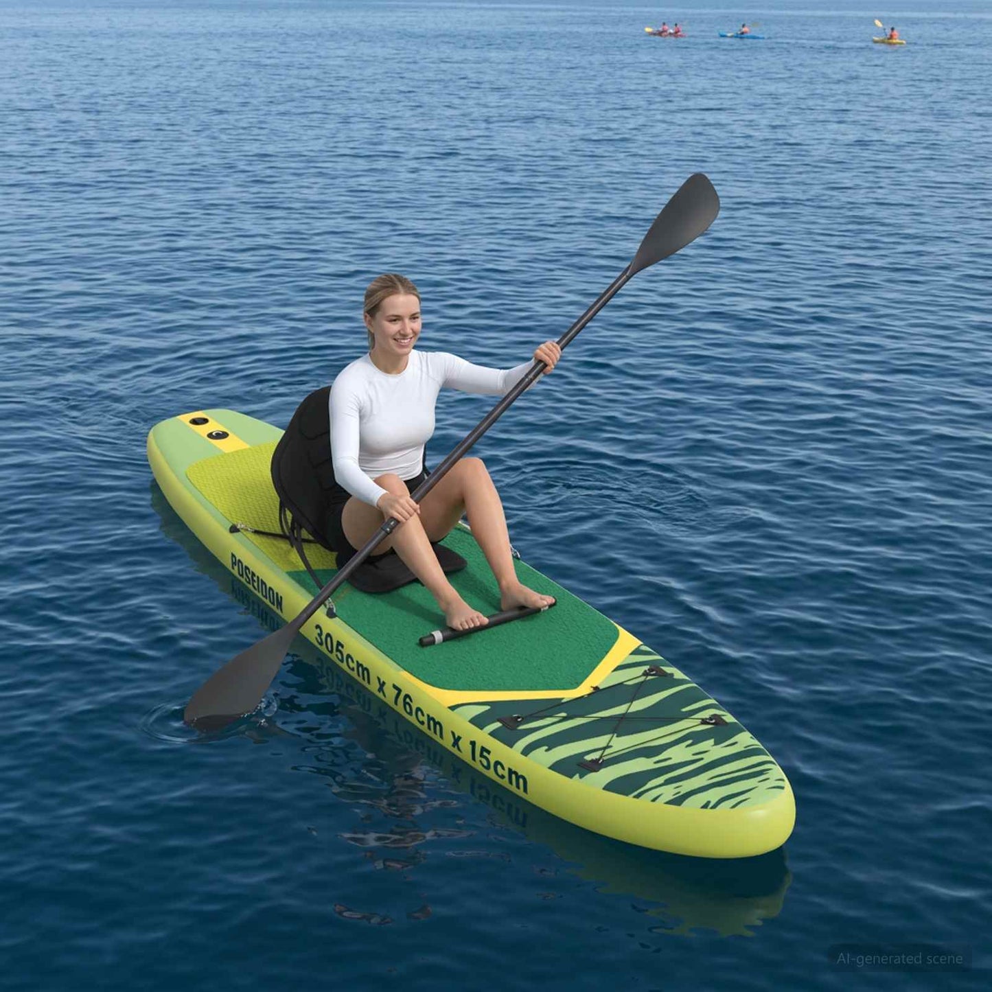 SUP-brett med sete 2-i-1 POSEIDON 305 x 76 x 15 cm Grønn for