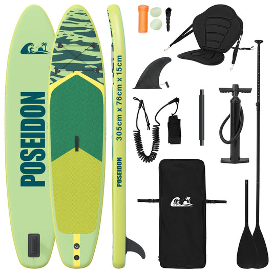 SUP-brett med sete 2-i-1 POSEIDON 305 x 76 x 15 cm Grønn for