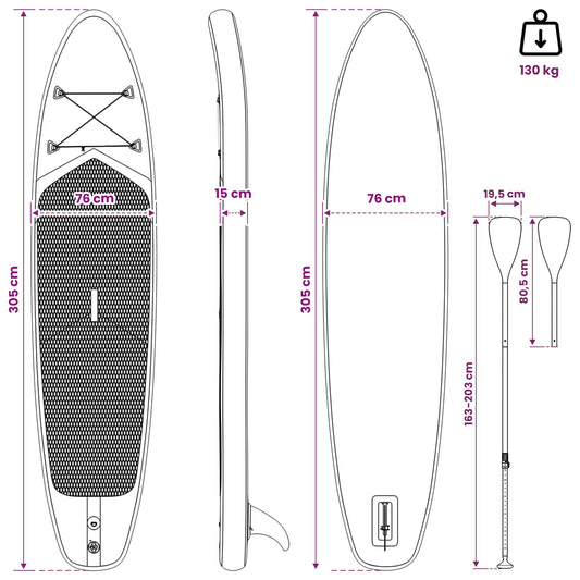 SUP-brett med sete 2-i-1 POSEIDON 305 x 76 x 15 cm Grønn for