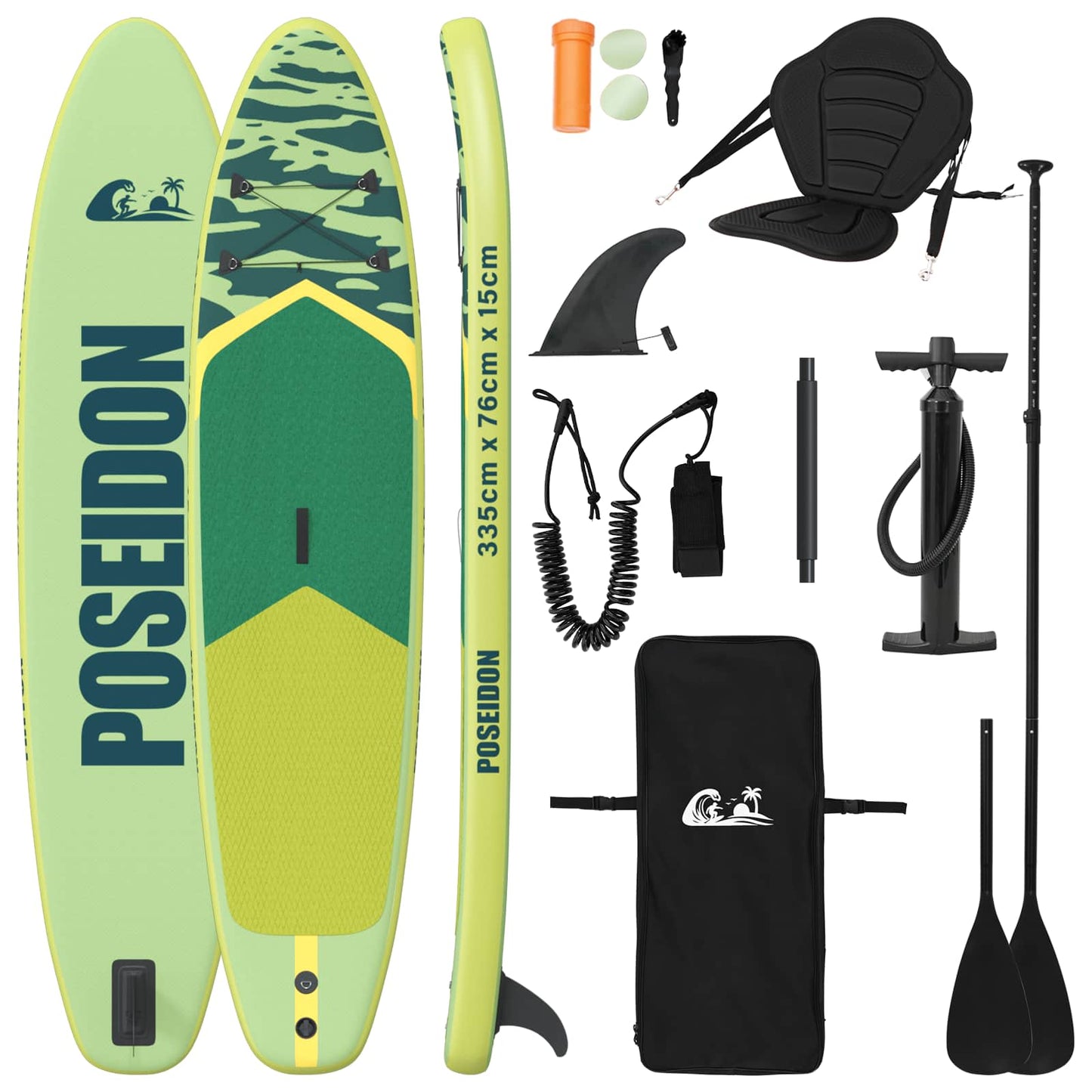 SUP-brett med sete 2-i-1 POSEIDON 335 x 76 x 15 cm Grønn for