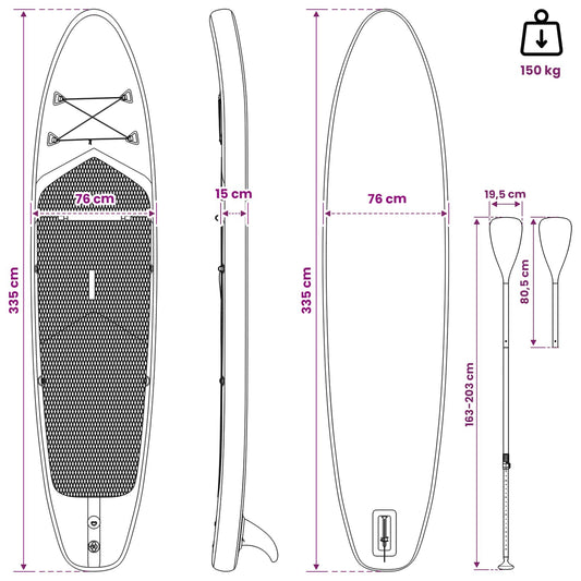 SUP-brett med sete 2-i-1 APEX 335 x 76 x 15 cm Blå for