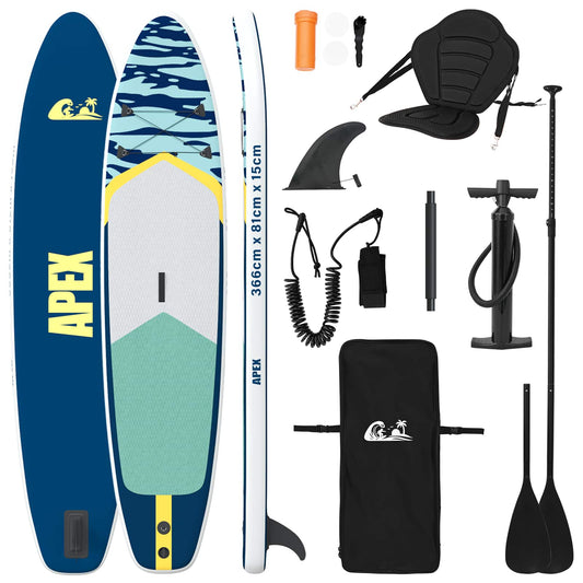 SUP-brett med sete 2-i-1 APEX 366 x 81 x 15 cm Blå for