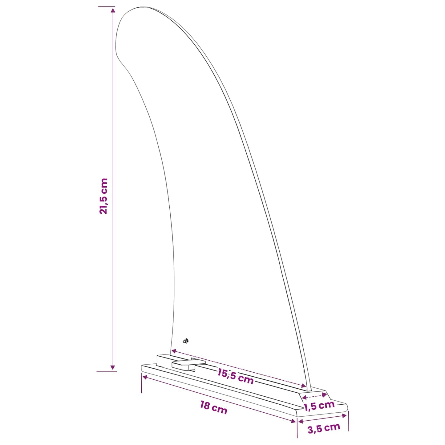 SUP-fin 3,5 x 18 x 21,5 cm Nylon Svart