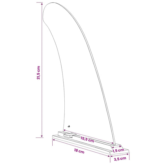 SUP-fin 3,5 x 18 x 21,5 cm Nylon Svart