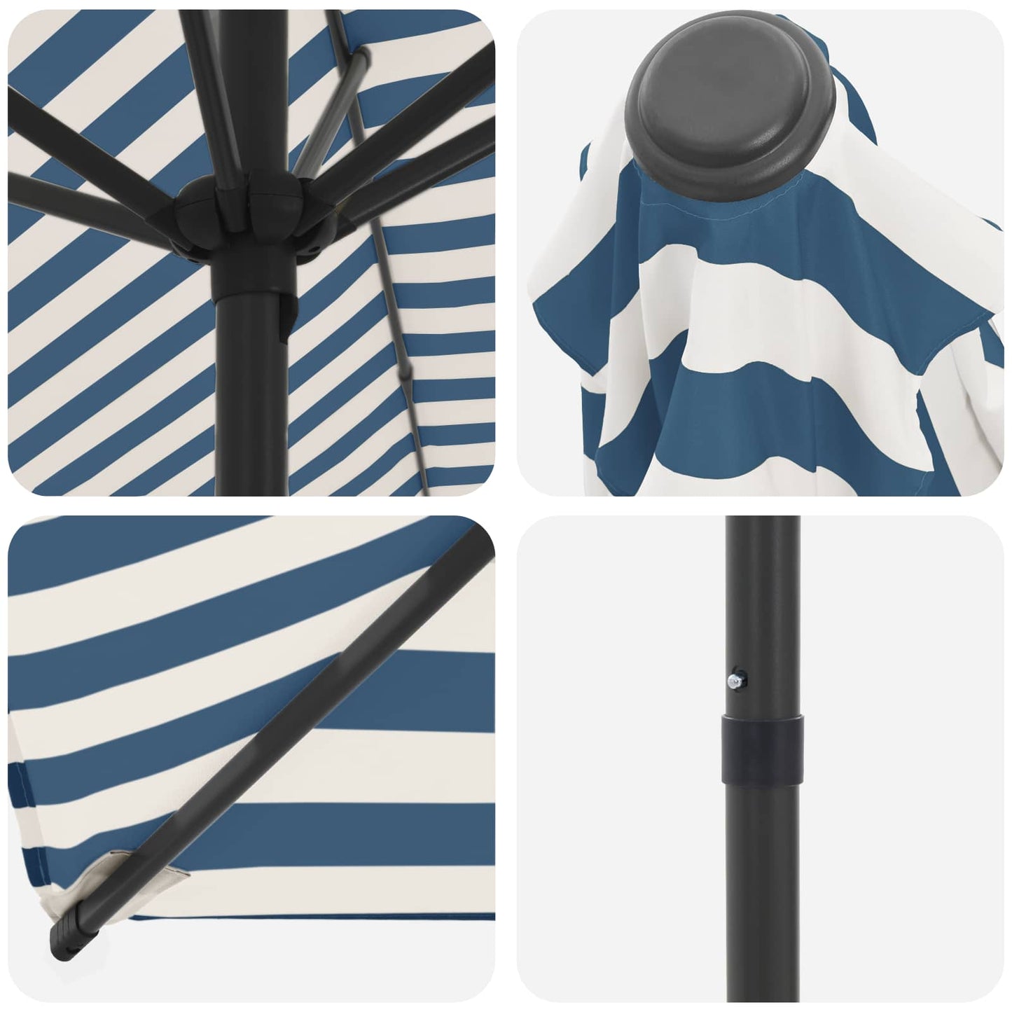 Hageparasol 230 x 230 cm Polyester Rektangulær Blå og hvit