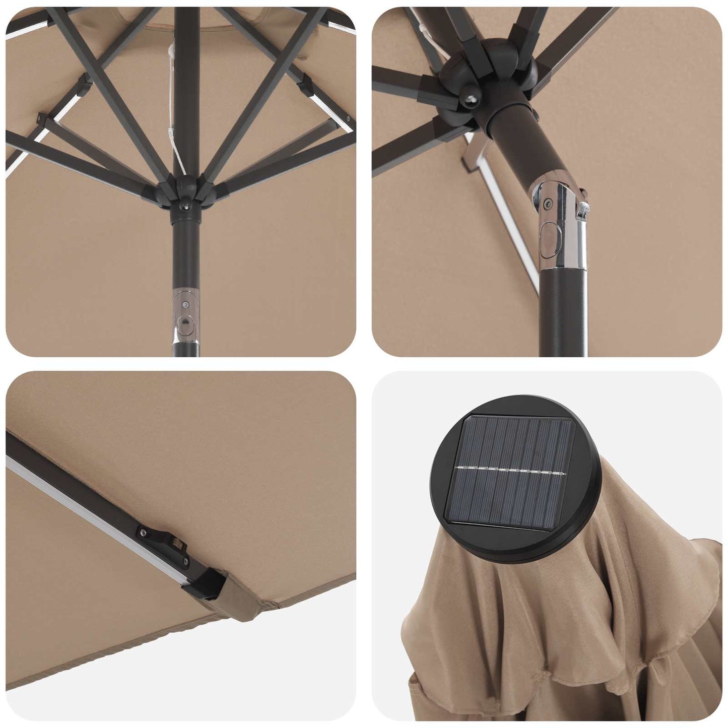 Hageparasol med LED-lamper og fot 200 x 300 cm Polyester