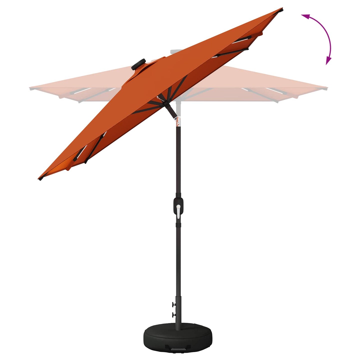 Hageparasol med LED-lamper og fot 200 x 300 cm Polyester