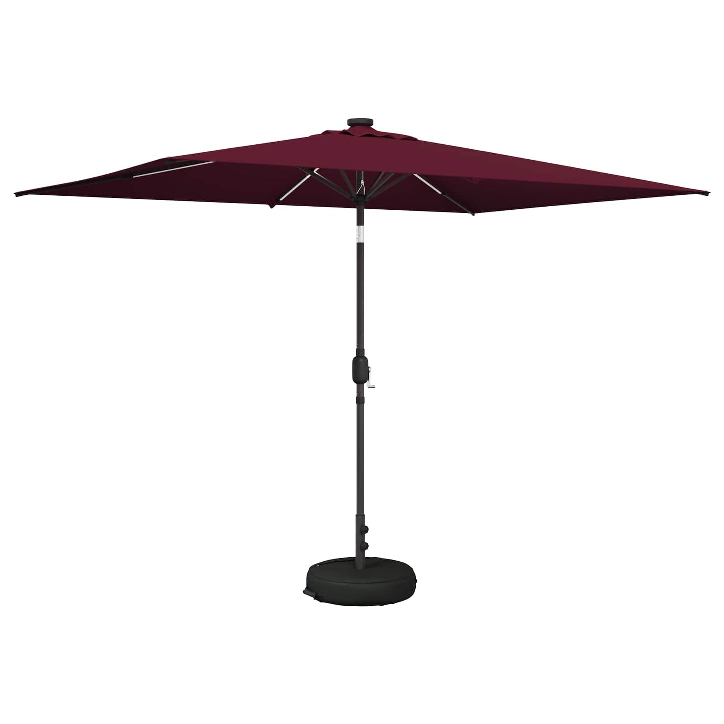 Hageparasoll med LED-lamper 200 x 300 cm Polyester Bordeaux Rød