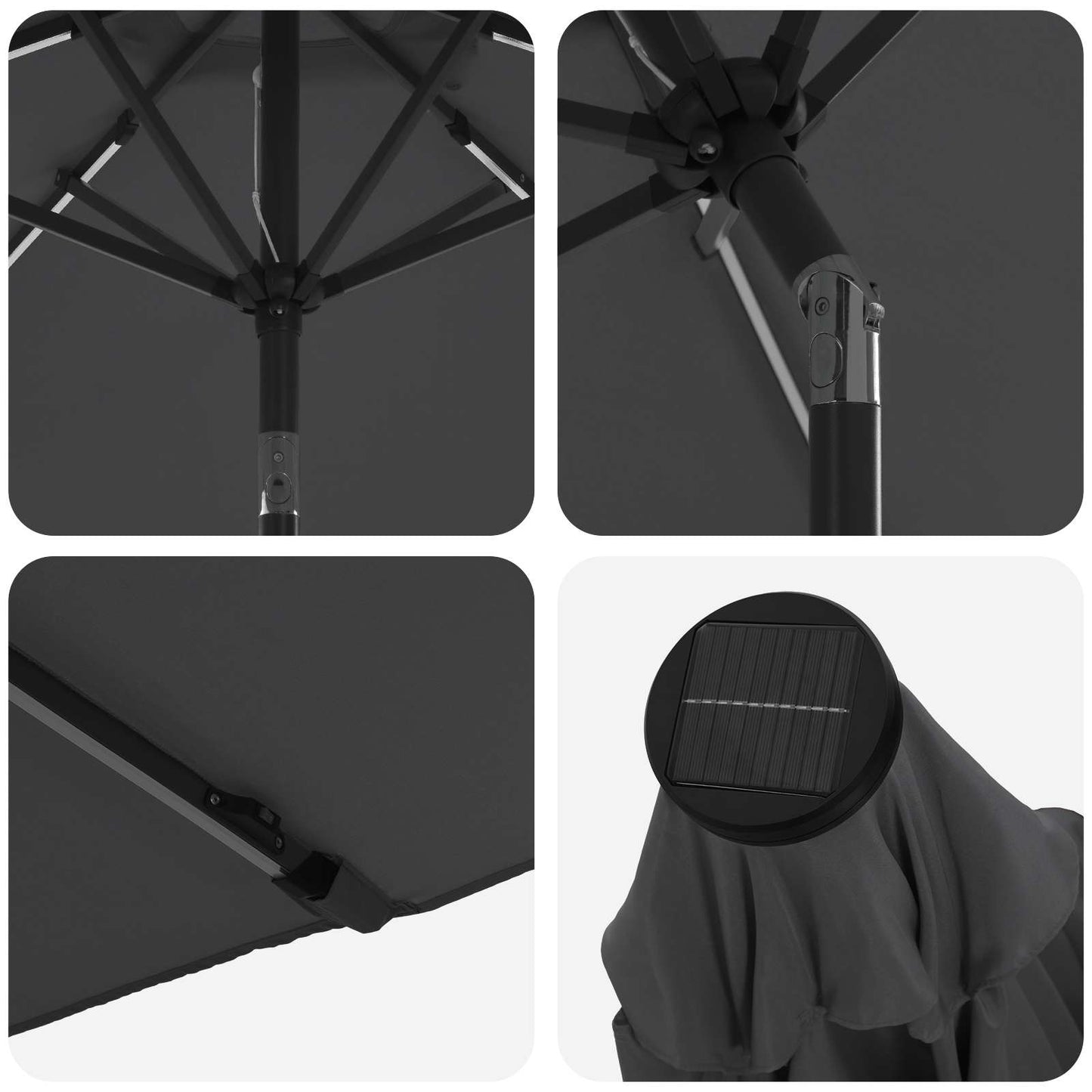 Hageparasol med LED-lamper og fot 230 x 230 cm Polyester