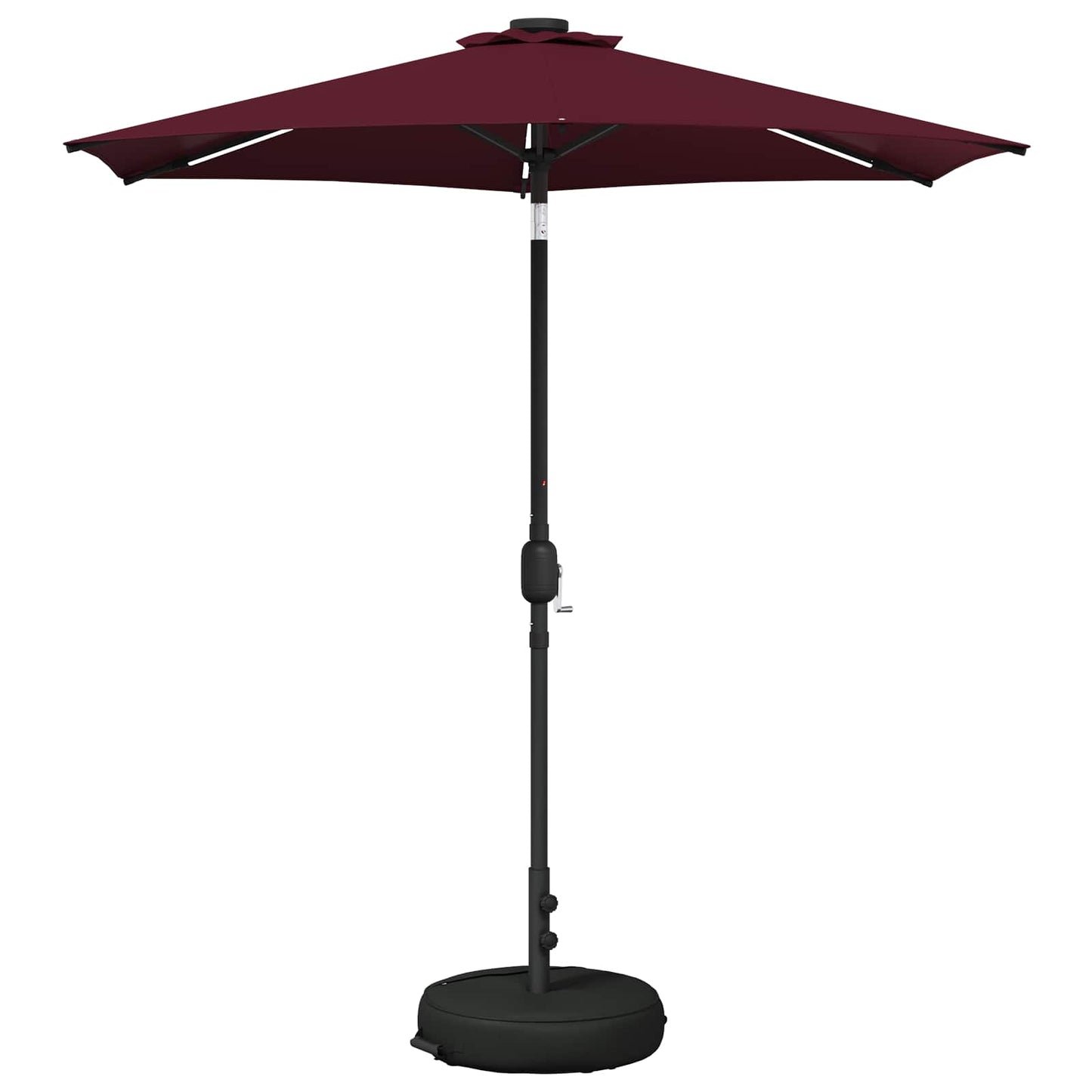 Hageparasoll med LED-lamper 230 x 230 cm Polyester Bordeaux Rød