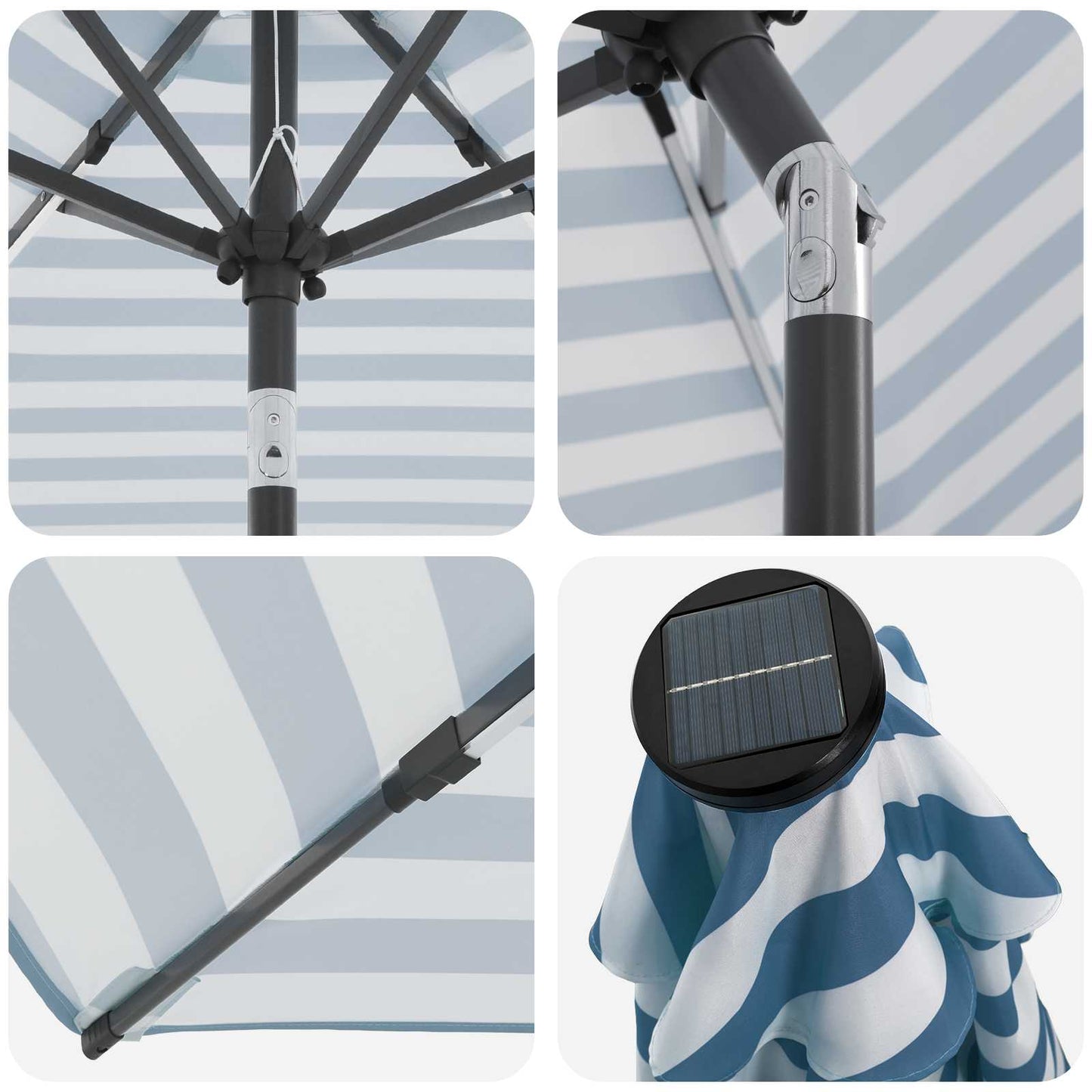 Hageparasol med LED-lamper og fot 230 x 230 cm Polyester