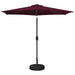 Hageparasoll med LED-lamper 270 x 270 cm Polyester Bordeaux Rød