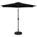 Hageparasol med LED-lamper og fot 270 x 270 cm Polyester Svart