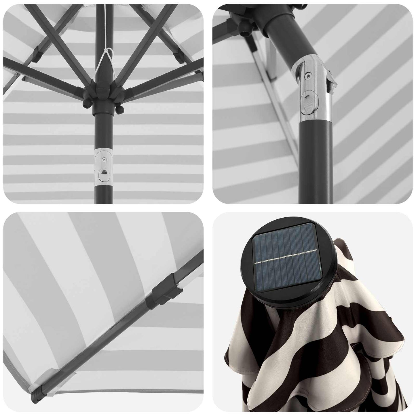 Hageparasol med LED-lamper og fot 270 x 270 cm Polyester