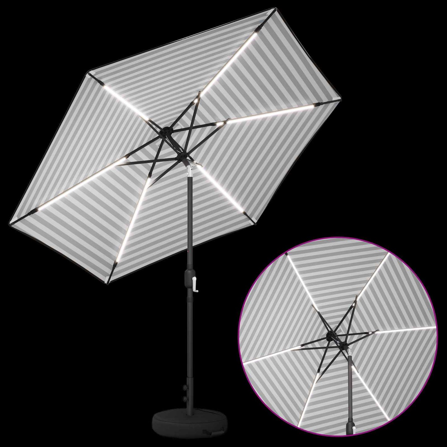 Hageparasol med LED-lamper og fot 270 x 270 cm Polyester