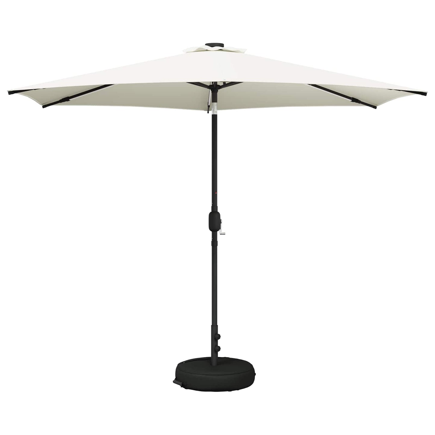 Hageparasol med LED-lamper og fot 300 x 300 cm Polyester Krem