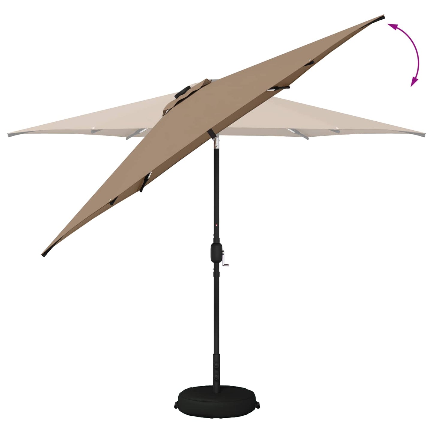 Hageparasol med LED-lamper og fot 300 x 300 cm Polyester