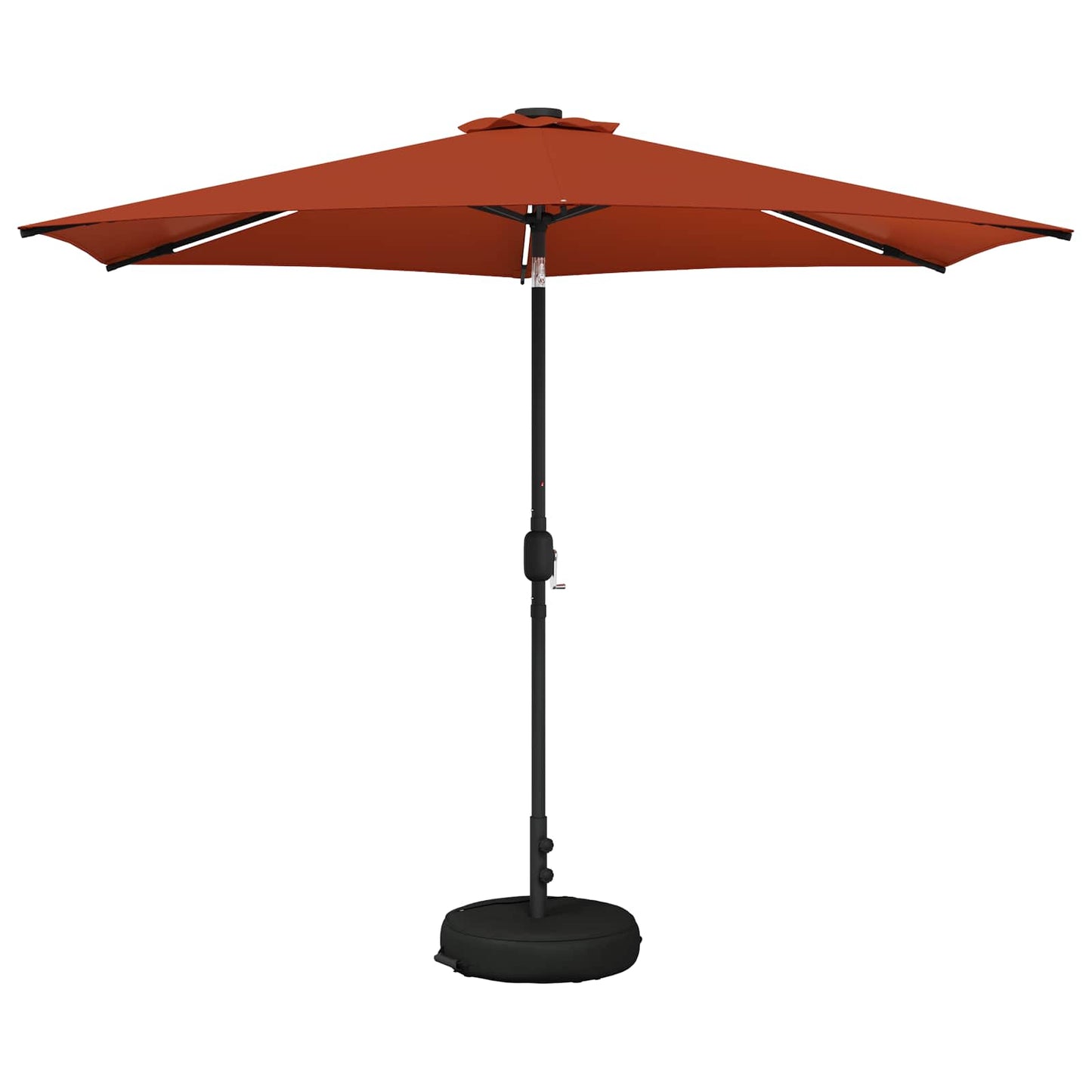 Hageparasol med LED-lamper og fot 300 x 300 cm Polyester