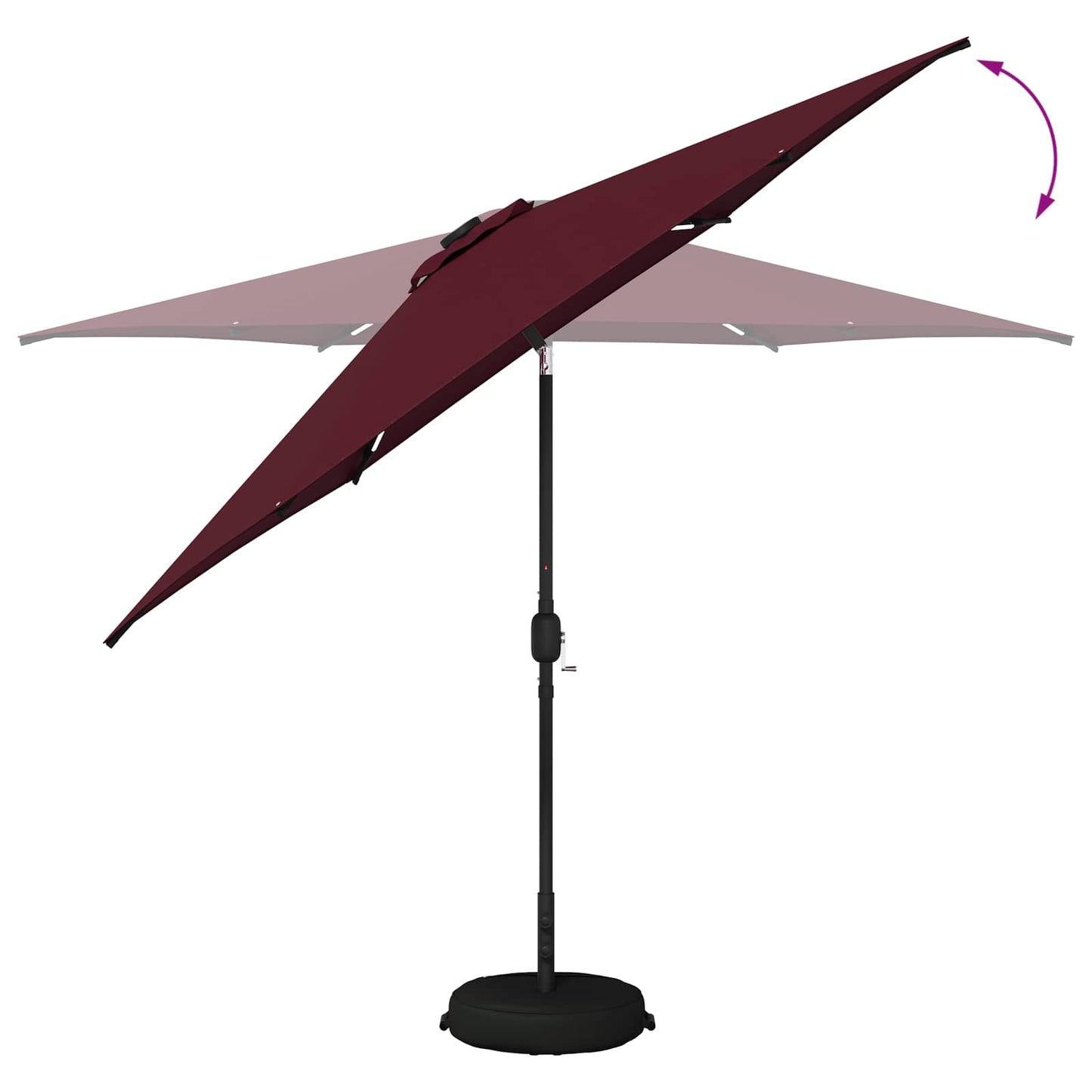 Hageparasoll med LED-lamper 300 x 300 cm Polyester Bordeaux Rød