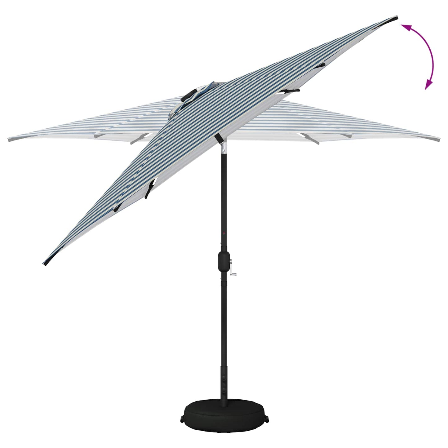 Hageparasol med LED-lamper og fot 300 x 300 cm Polyester