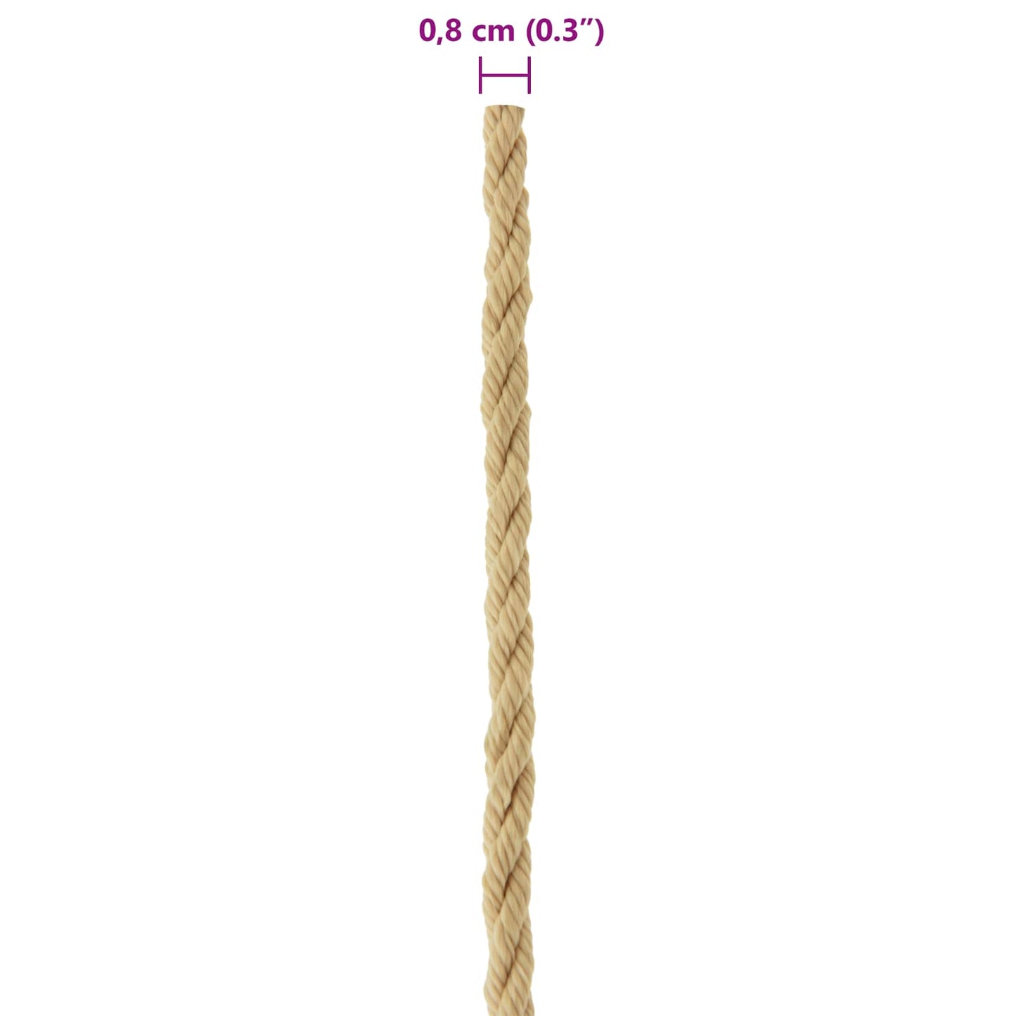 Båtsnor 8 mm 25 m Naturlig