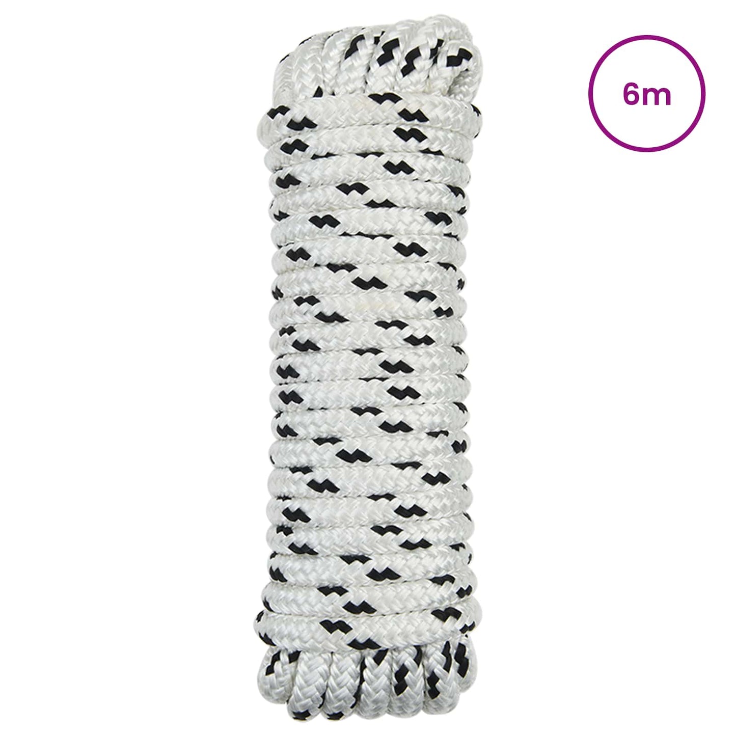 Båtsnor 6 m 1.4 Hvit og svart Polyester