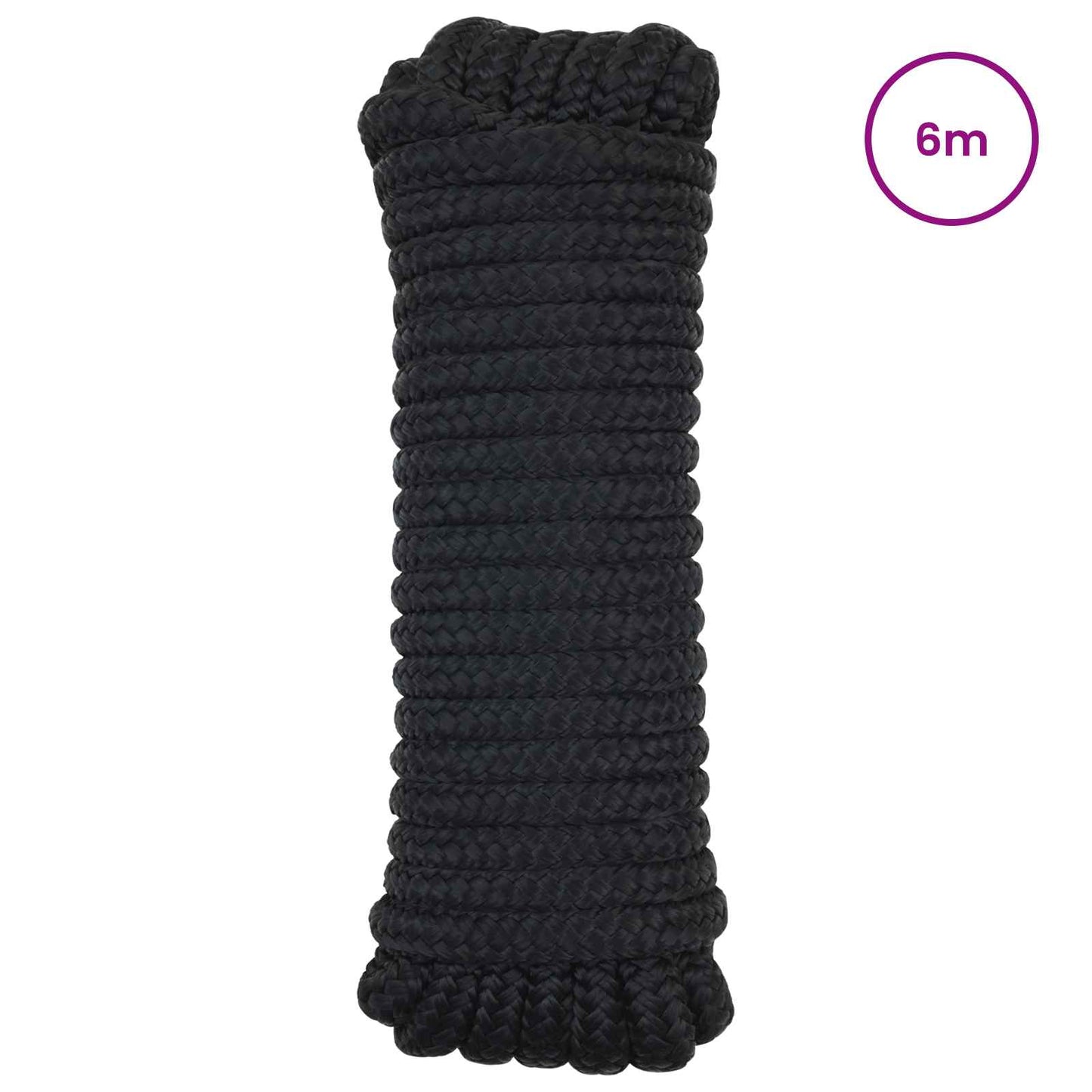 Båtsnor 10 mm 6 m Svart Polyester