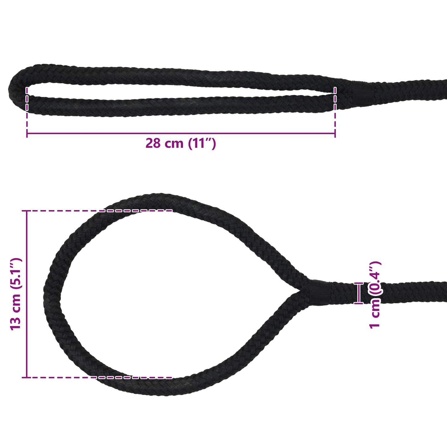 Båtsnor 10 mm 12 m Svart Polyester
