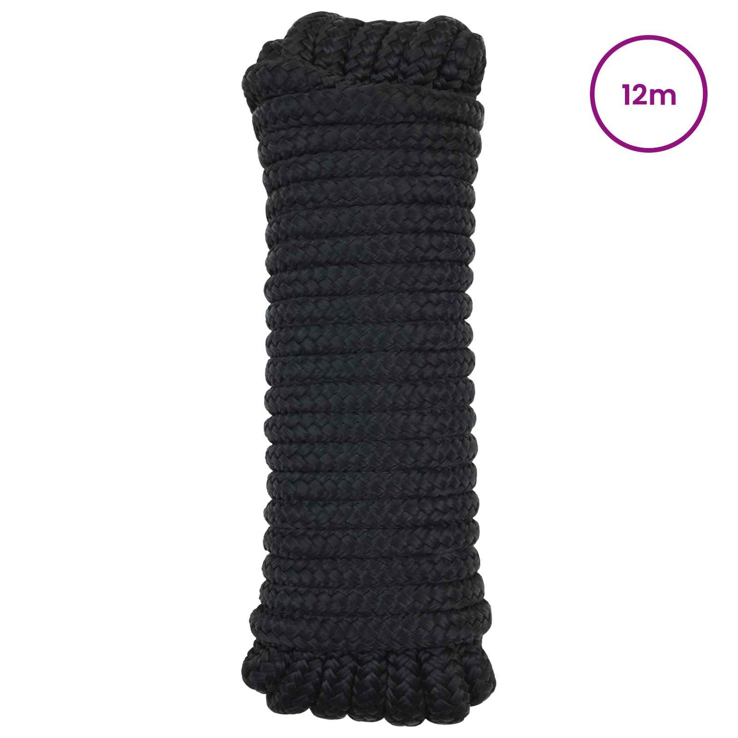 Båtsnor 10 mm 12 m Svart Polyester