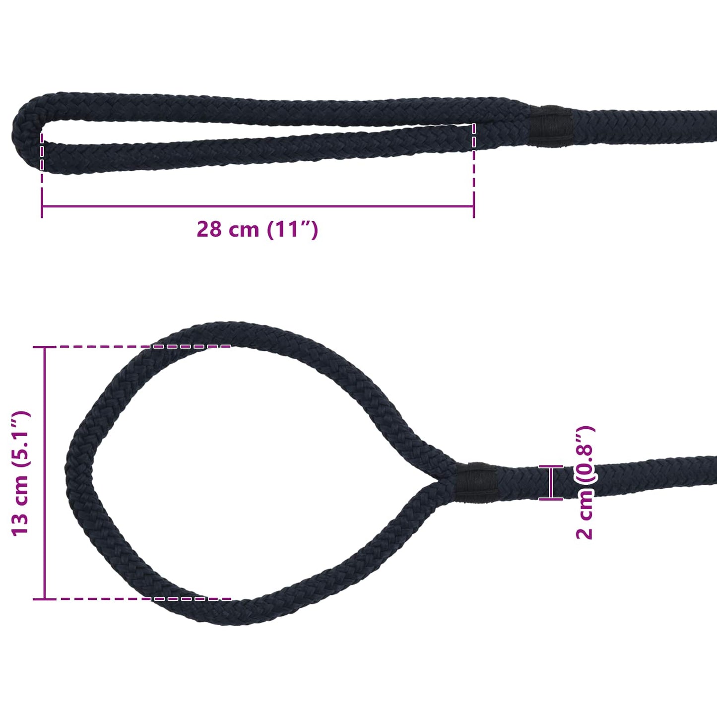 Båtsnor 2 mm 9 m Kongeblå Polyester