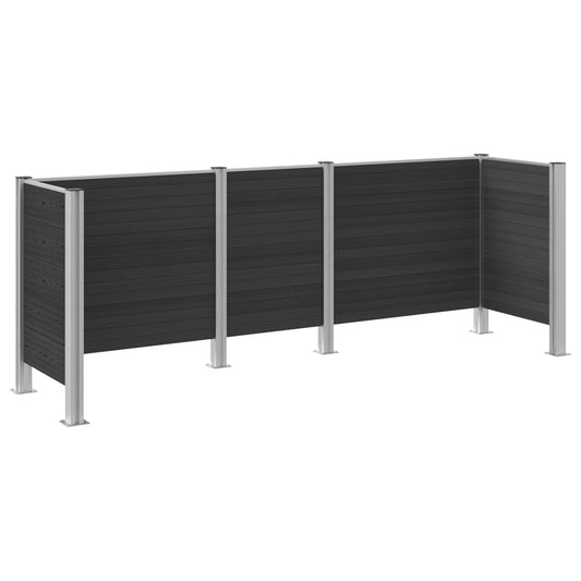 Avfallsbingehekk Grå 315 x 85 x 115 cm Aluminium og WPC
